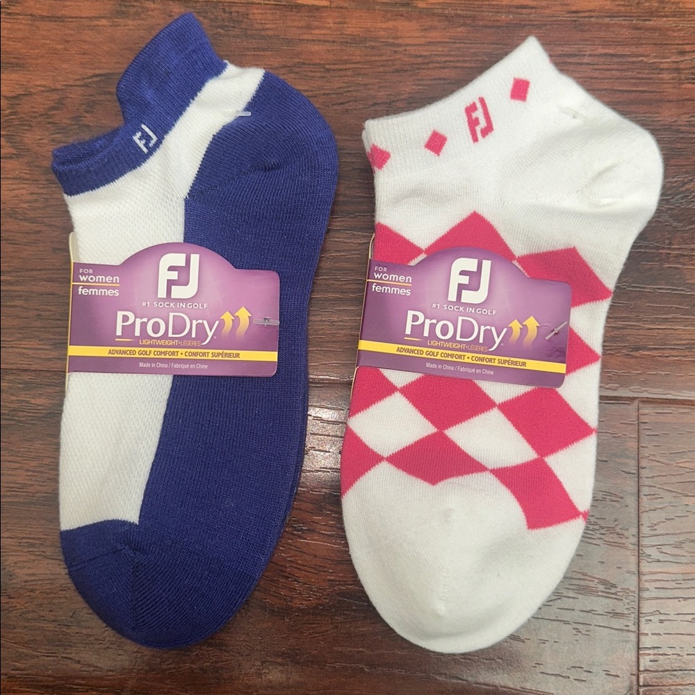 NWT Footjoy Women’s Pink, Purple and White Ankle Socks (2 Pair)